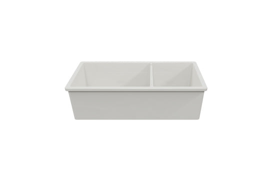 Turner Hastings Cuisine 93 x 48 One and a Half Bowl Inset / Undermount Fine Fireclay Matte White Sink