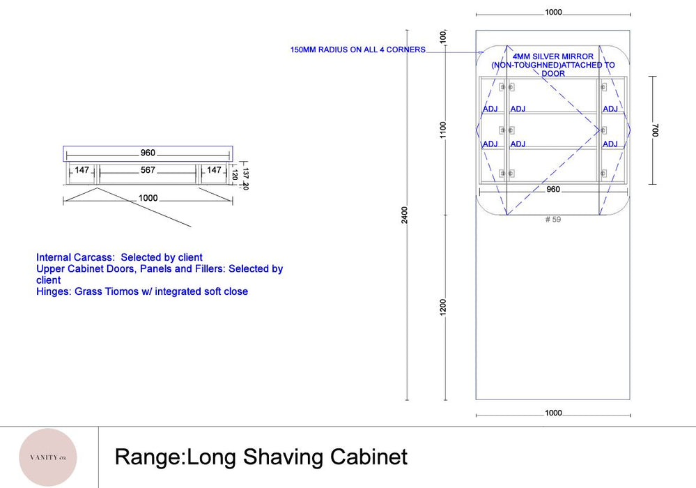 Vanity Co Long Shaving Cabinet