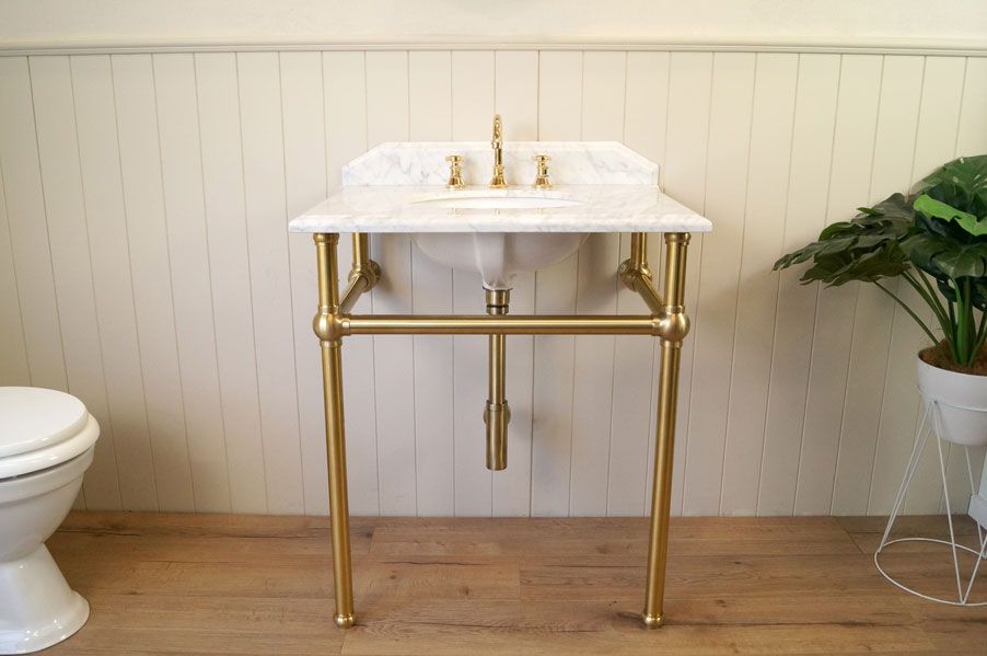 Mayer Basin Stand With 75 x 55 Real Carrara Marble Top