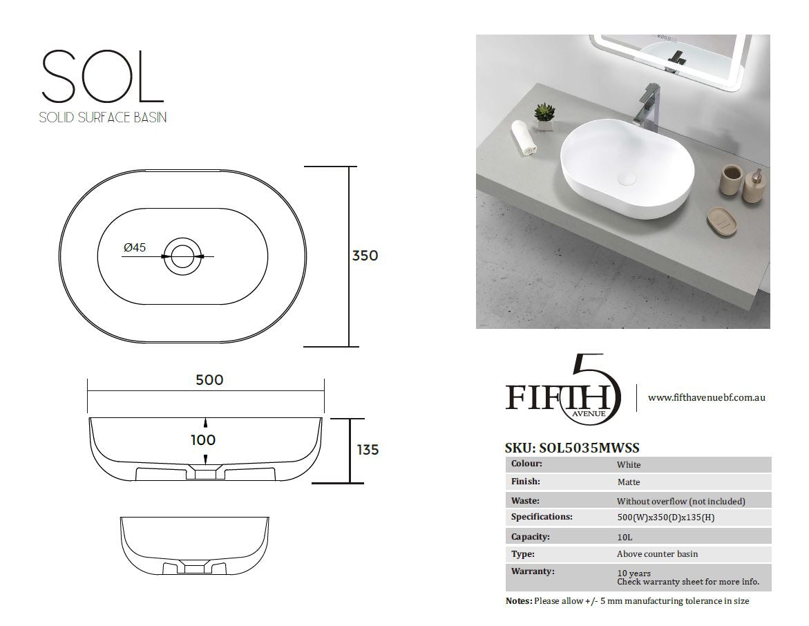 Fifth Avenue Sol Solid Surface Basin