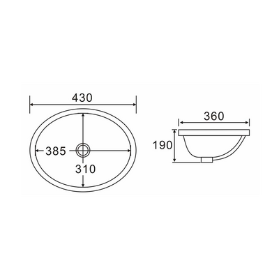 Argent Azure Neu 430 Undercounter Oval Basin Matte White