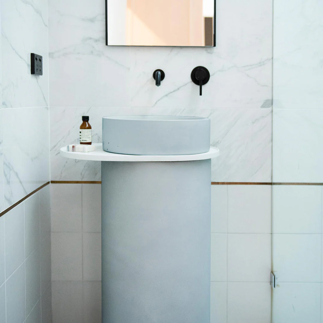 light blue free standing bathroom sink