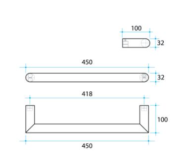 Round Single Bar Heated Towel Rail 450 - Designer Bathware