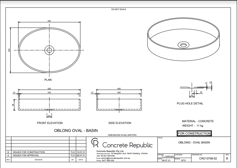 Oblong Basin - Designer Bathware