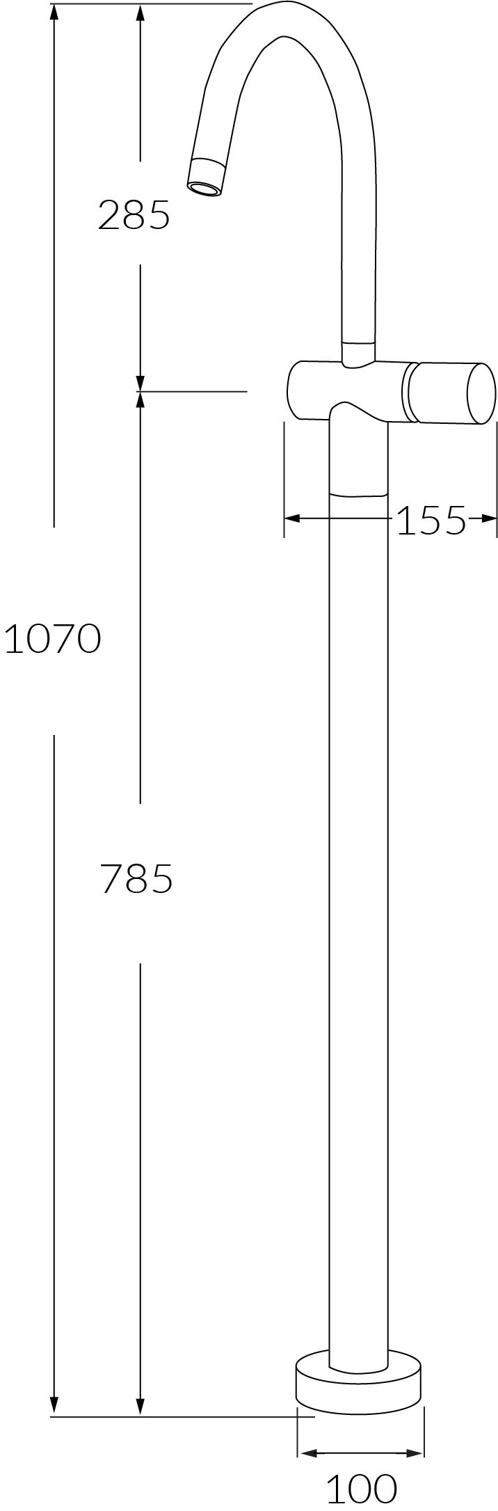 Circa Floor Mount Mixer Curved - Designer Bathware