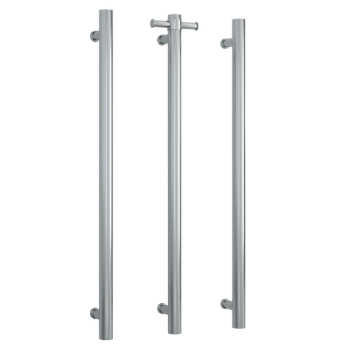 Thermogroup Round Heated Vertical Bar Rail Brushed Stainless Steel
