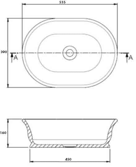 Cambridge 54 x 39 TitanCast Solid Surface Above Counter Basin - Gloss White