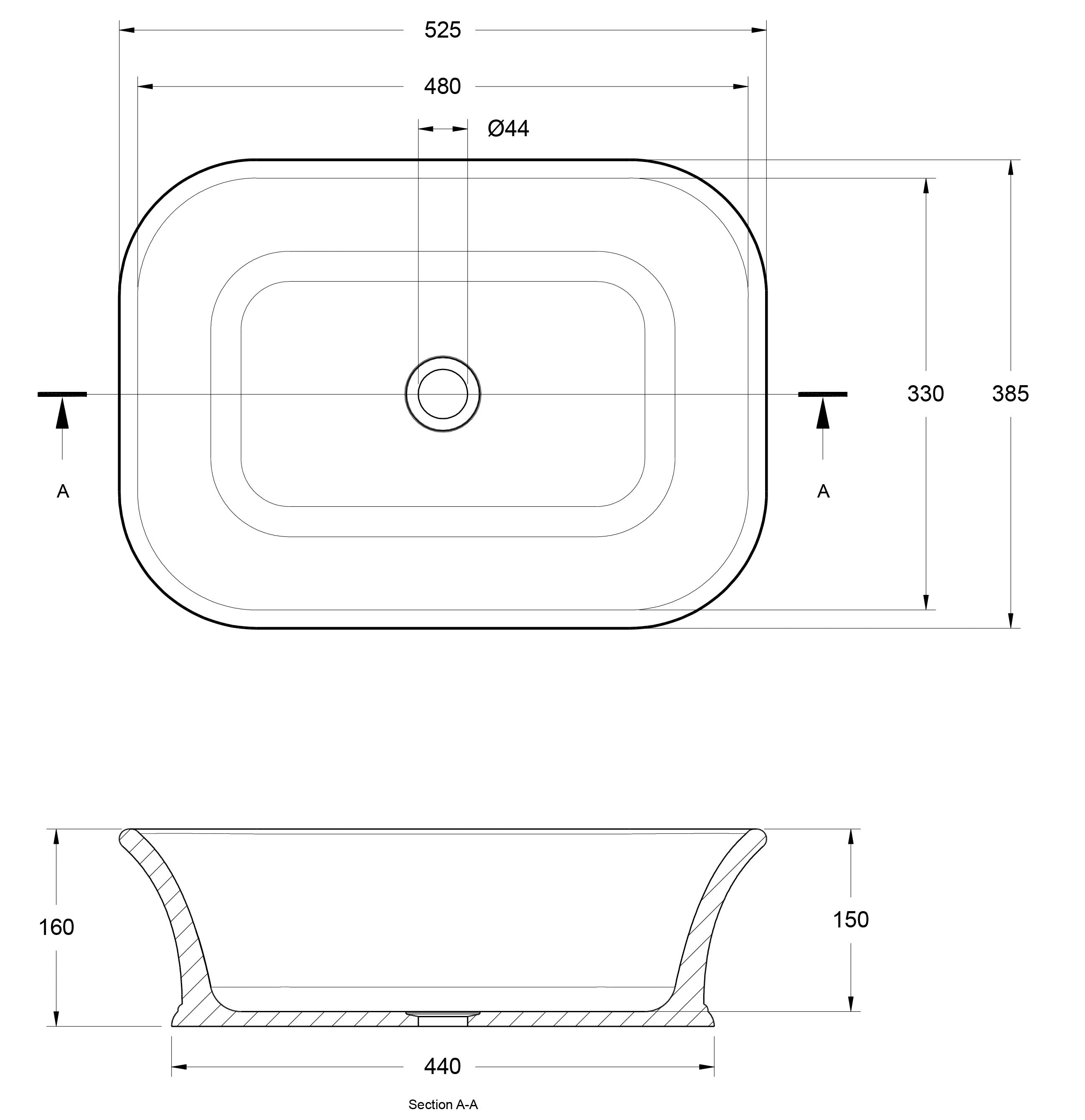 Lynton 53 x 39 TitanCast Solid Surface Above Counter Basin - Special Finish