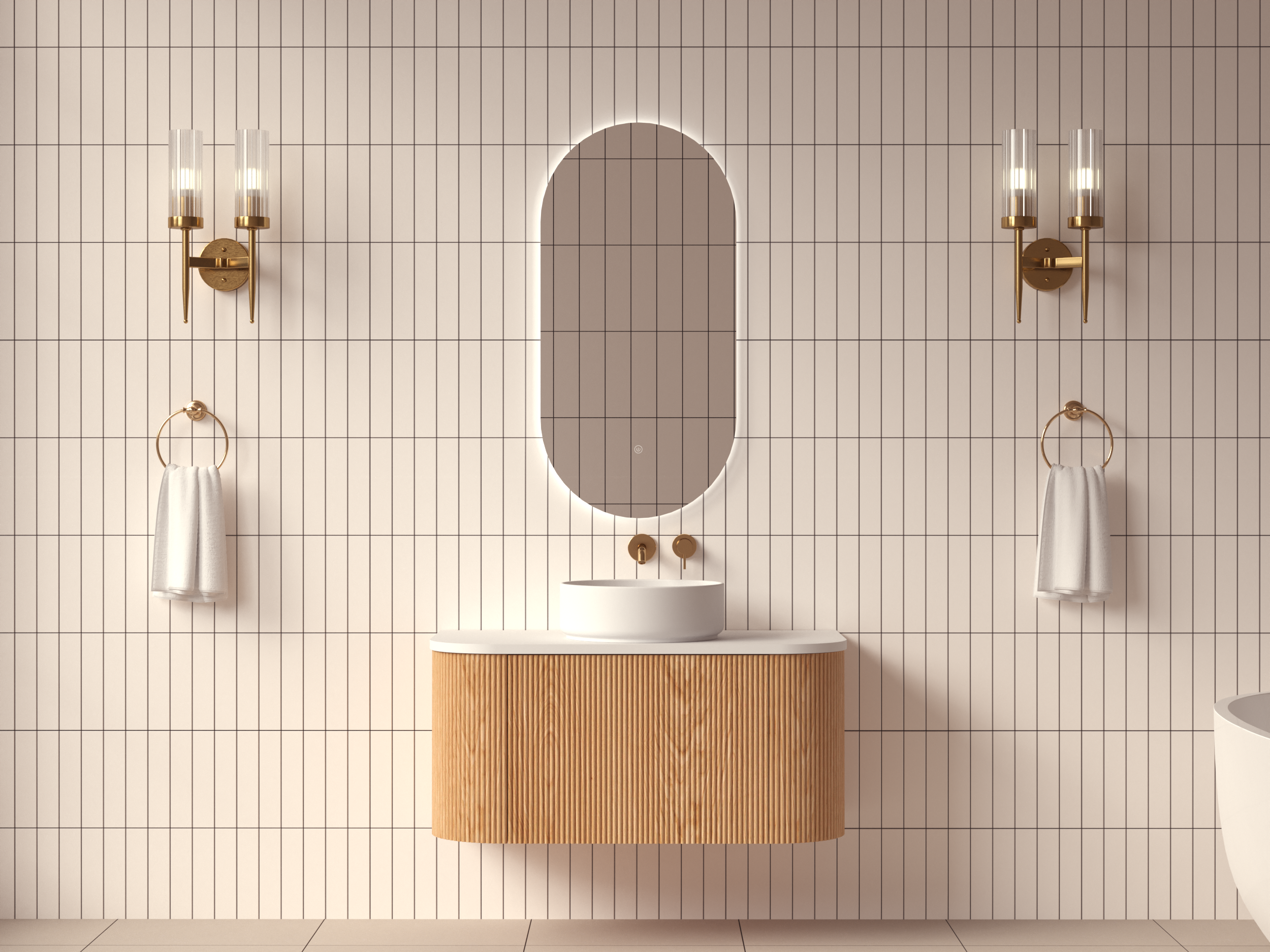 Mimi Oak Fluted Wall Hung Vanity Unit