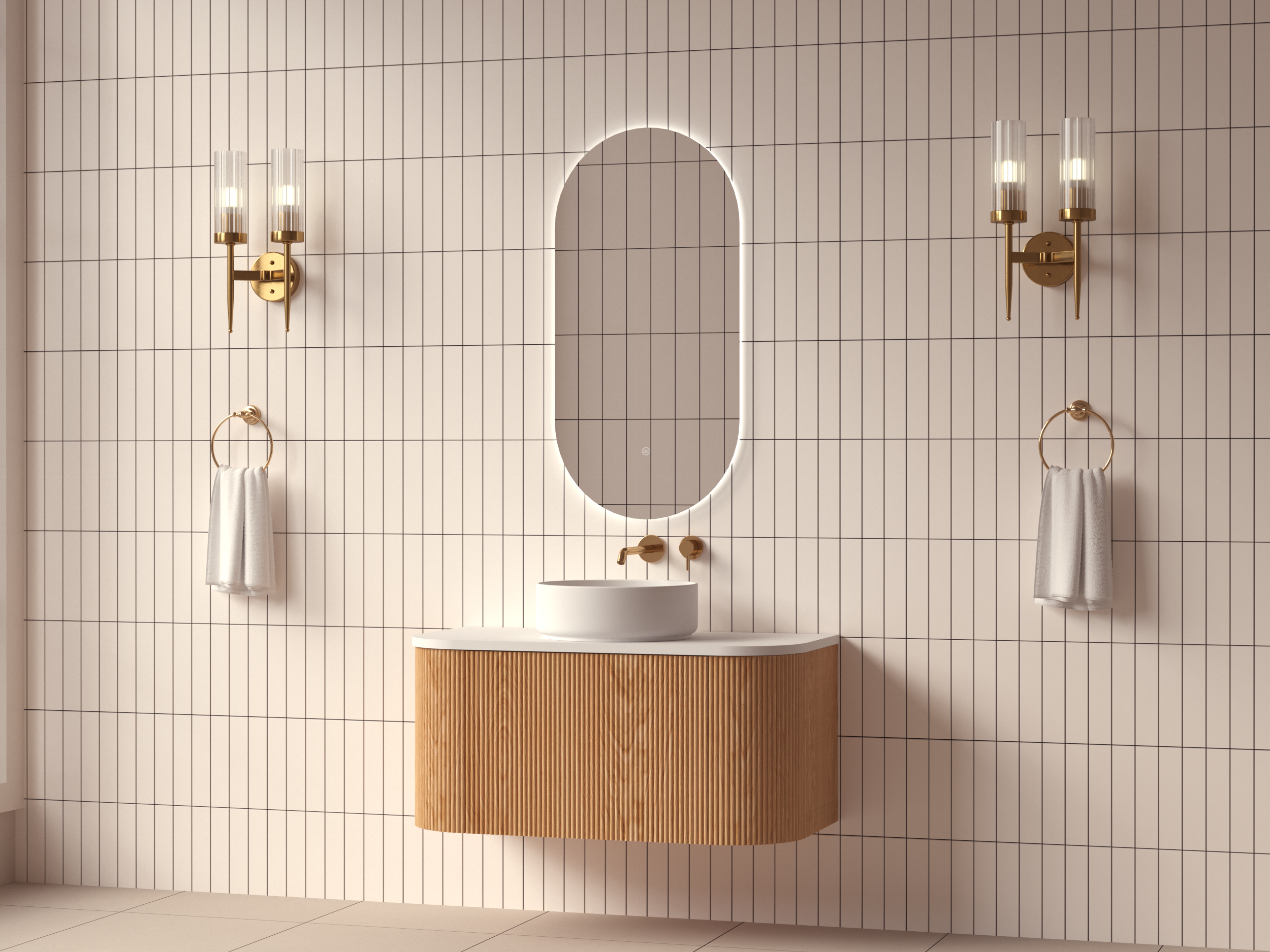 Mimi Oak Fluted Wall Hung Vanity Unit