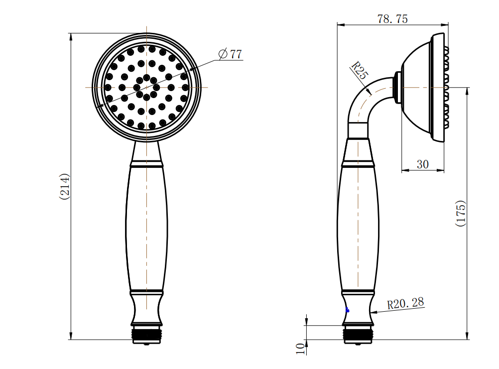 Bordeaux Handpiece - Line Drawing