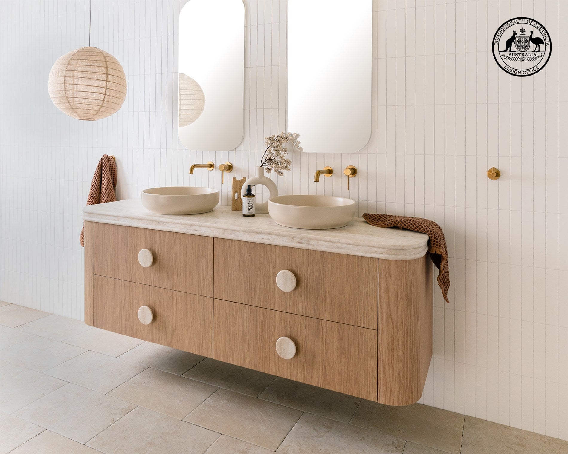 Adp Thea Curved Wall Hung Vanity Durasein Benchtop