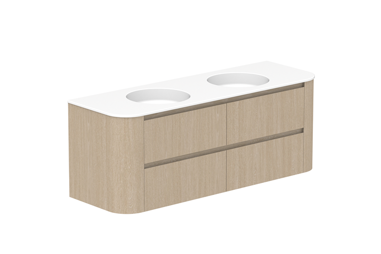 ADP Thea Curved Wall Hung Vanity Matte Ceramic Benchtop