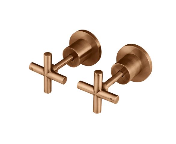 Meir Round Cross Handle Jumper Valve Wall Top Assemblies Lustre Bronze