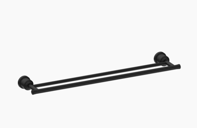NERO YORK DOUBLE TOWEL RAIL 600MM