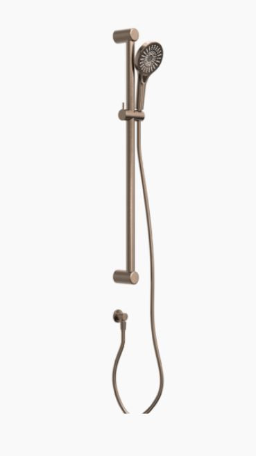Nero Mecca Care 32mm Grab Rail And Adjustable Shower Rail Set 900mm Brushed Bronze