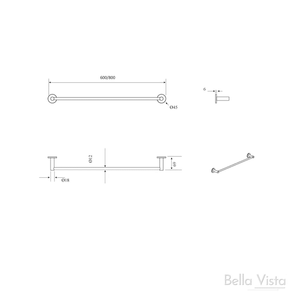 Bella Vista Mica Single Towel Rail 800mm Living Brass