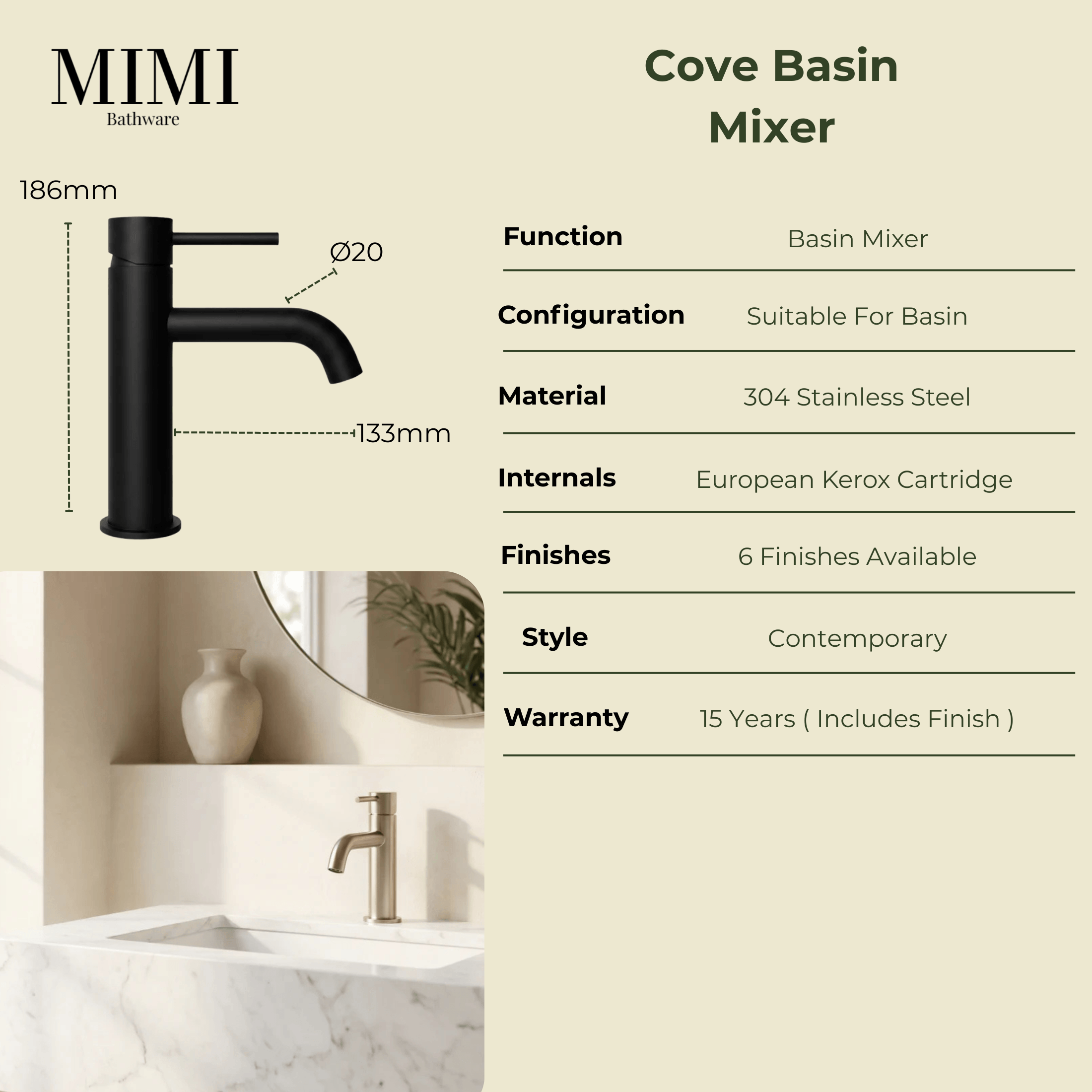 Mimi Cove Basin Mixer Antique Brass