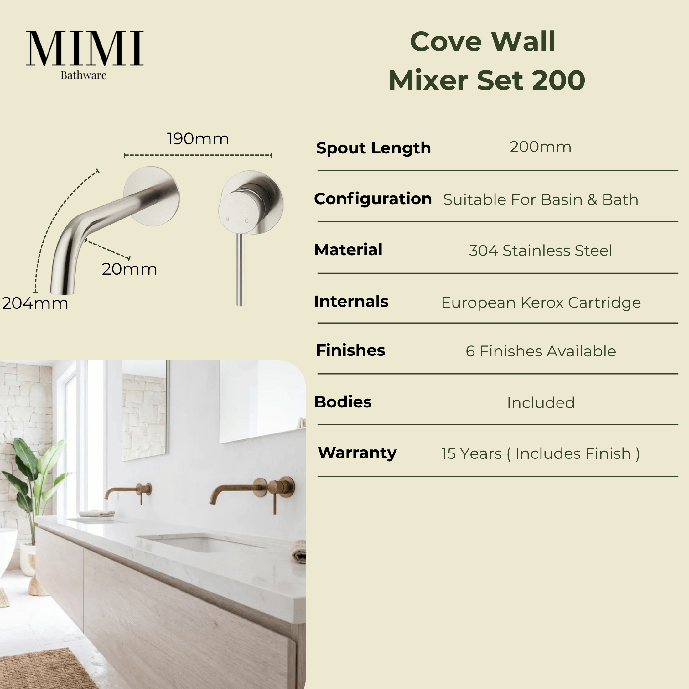 Mimi Cove Wall Mixer Set Chrome