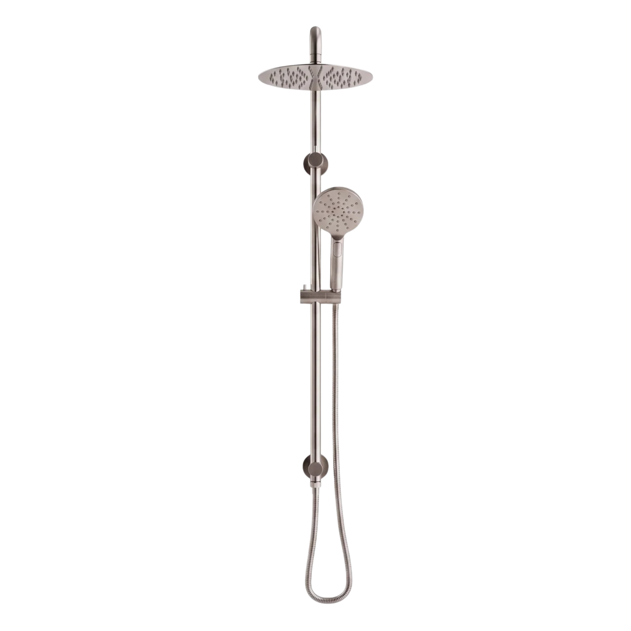 Mimi Cove Twin Rail Shower Warm Brushed Nickel