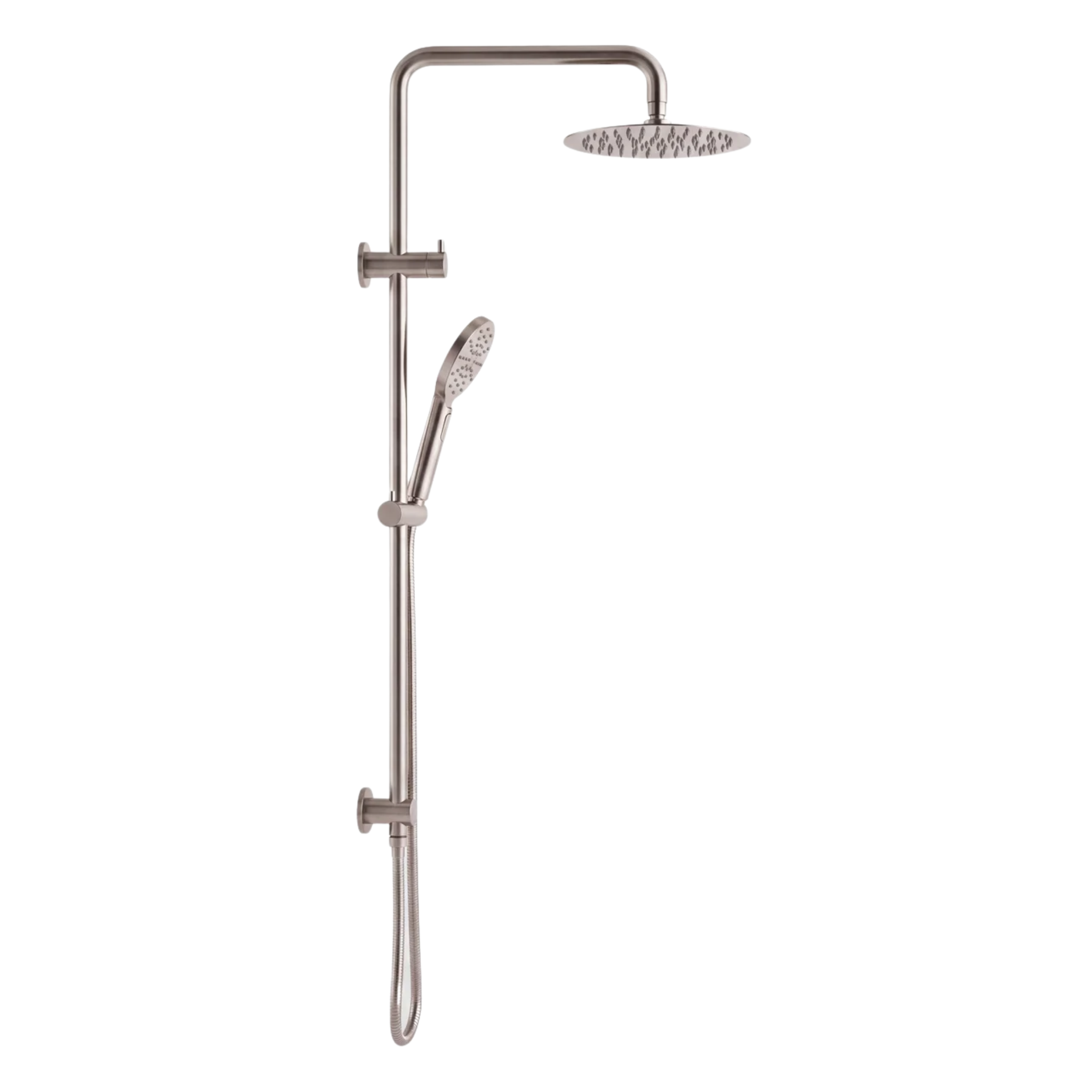 Mimi Cove Twin Rail Shower Warm Brushed Nickel
