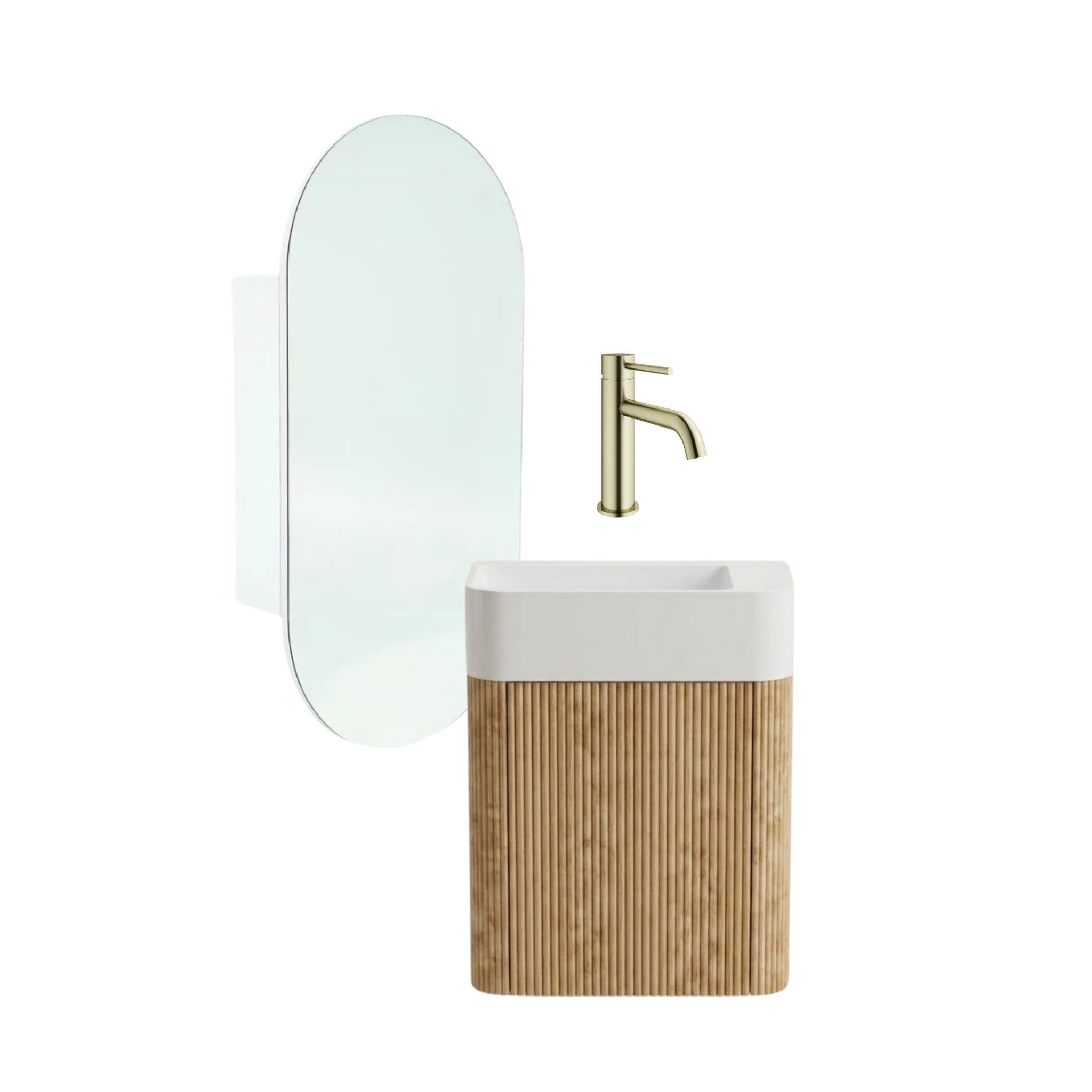 Mimi Contour Space Saver Vanity Package With Shaving Cabinet & Basin Mixer