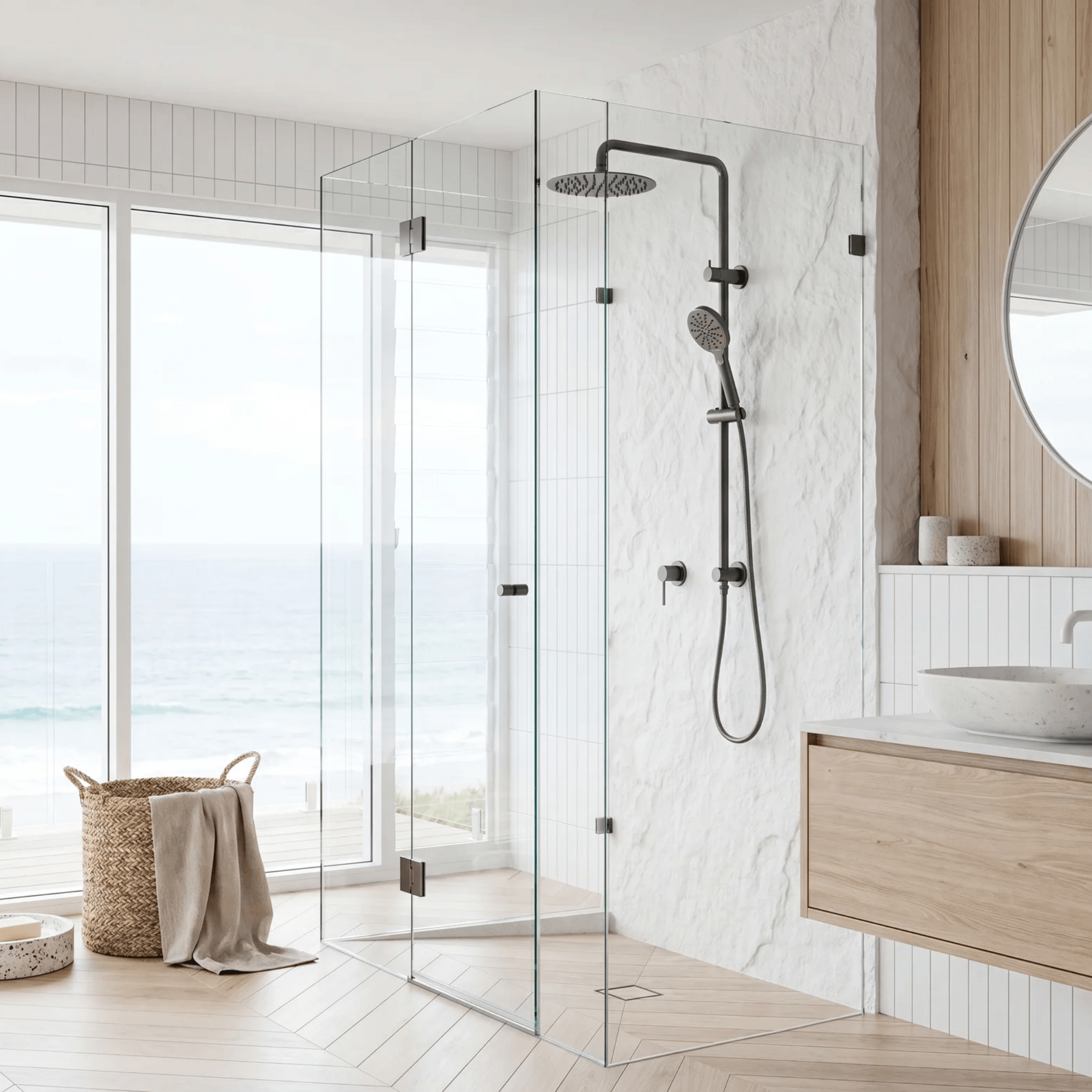Mimi Cove Twin Rail Shower Gun Metal