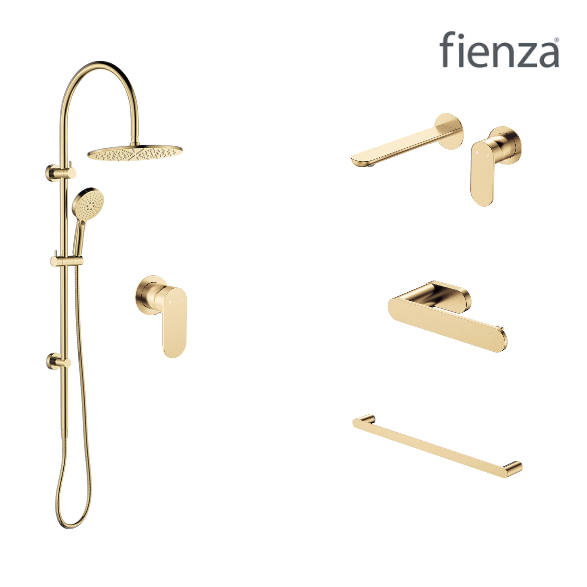 Fienza Empire Slim Wall Set Tapware Package Urban Brass