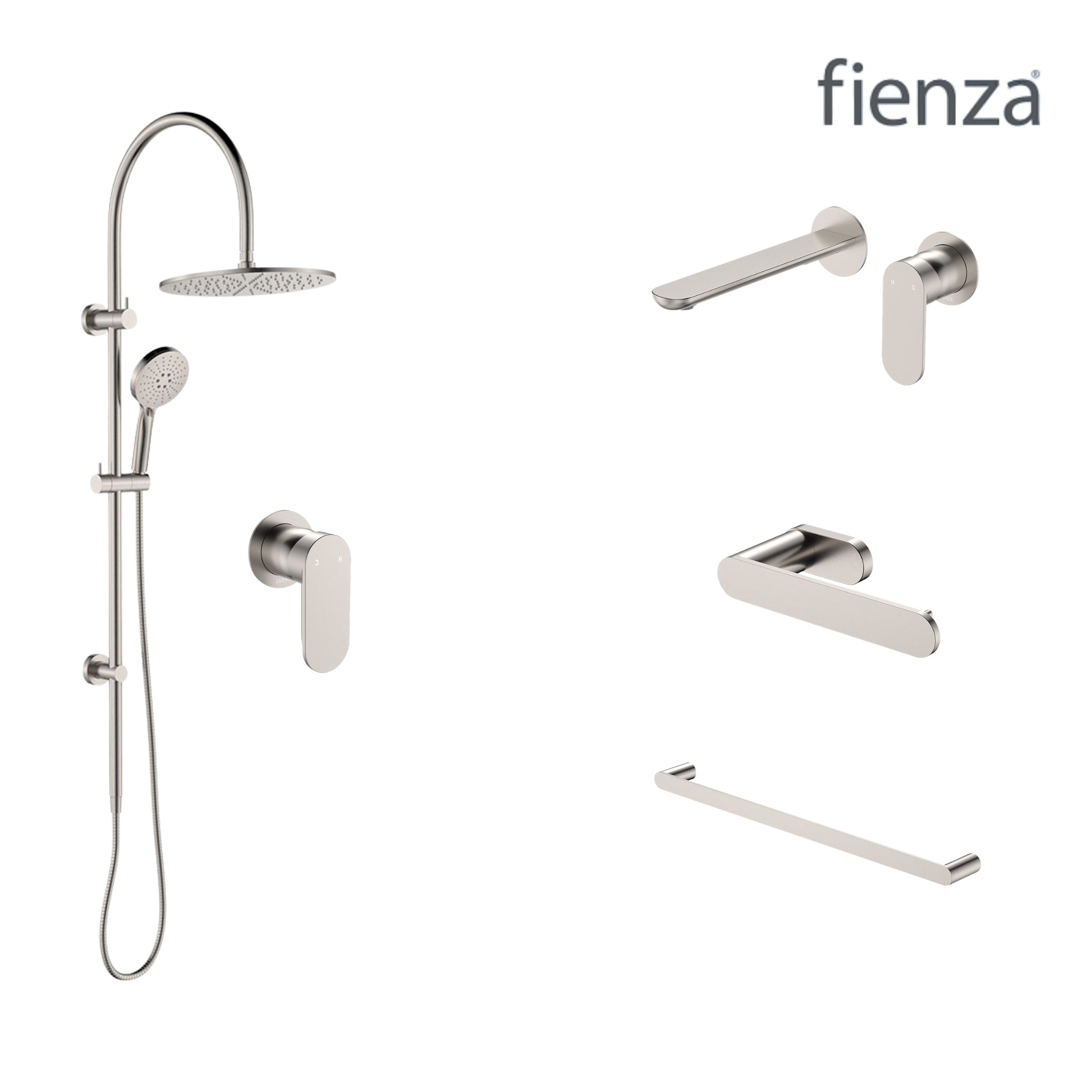 Fienza Empire Slim Wall Set Tapware Package Brushed Nickel