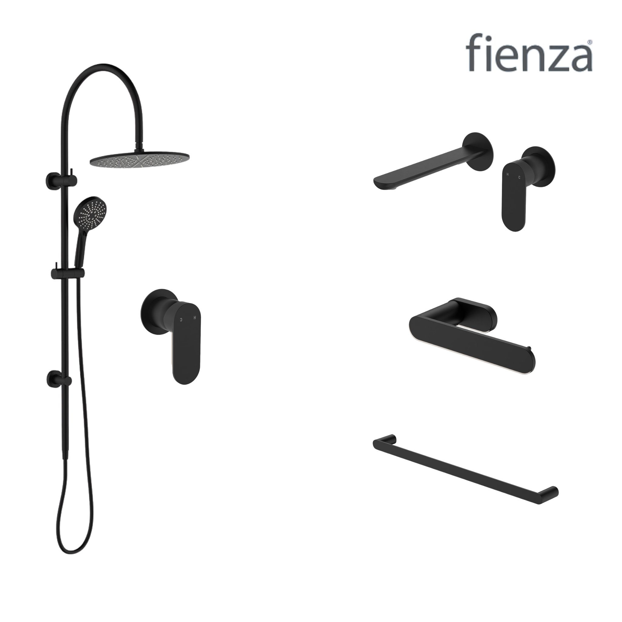 Fienza Empire Slim Wall Set Tapware Package Matte Black