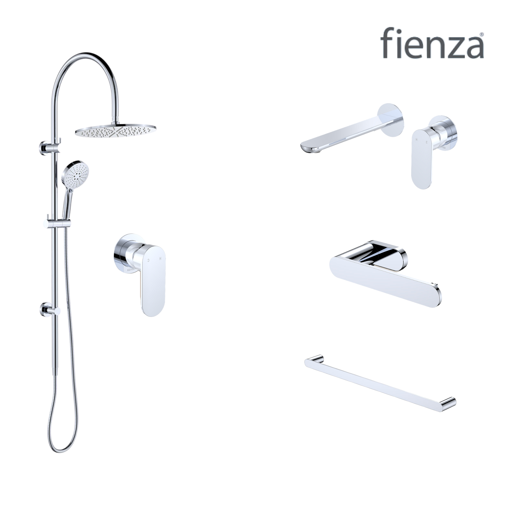 Fienza Empire Slim Wall Set Tapware Package Chrome