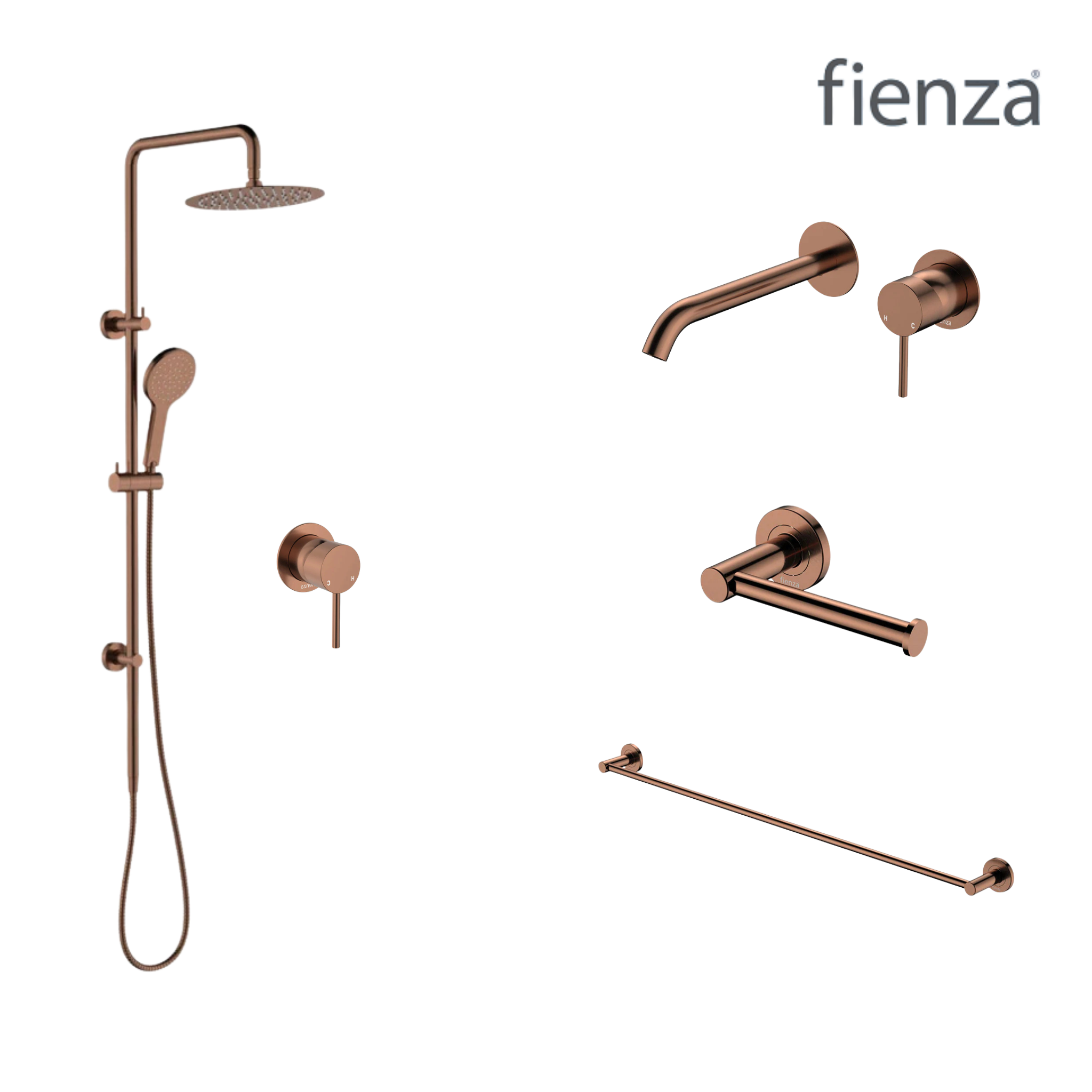 Fienza Kaya Wall Set Tapware Package Brushed Copper
