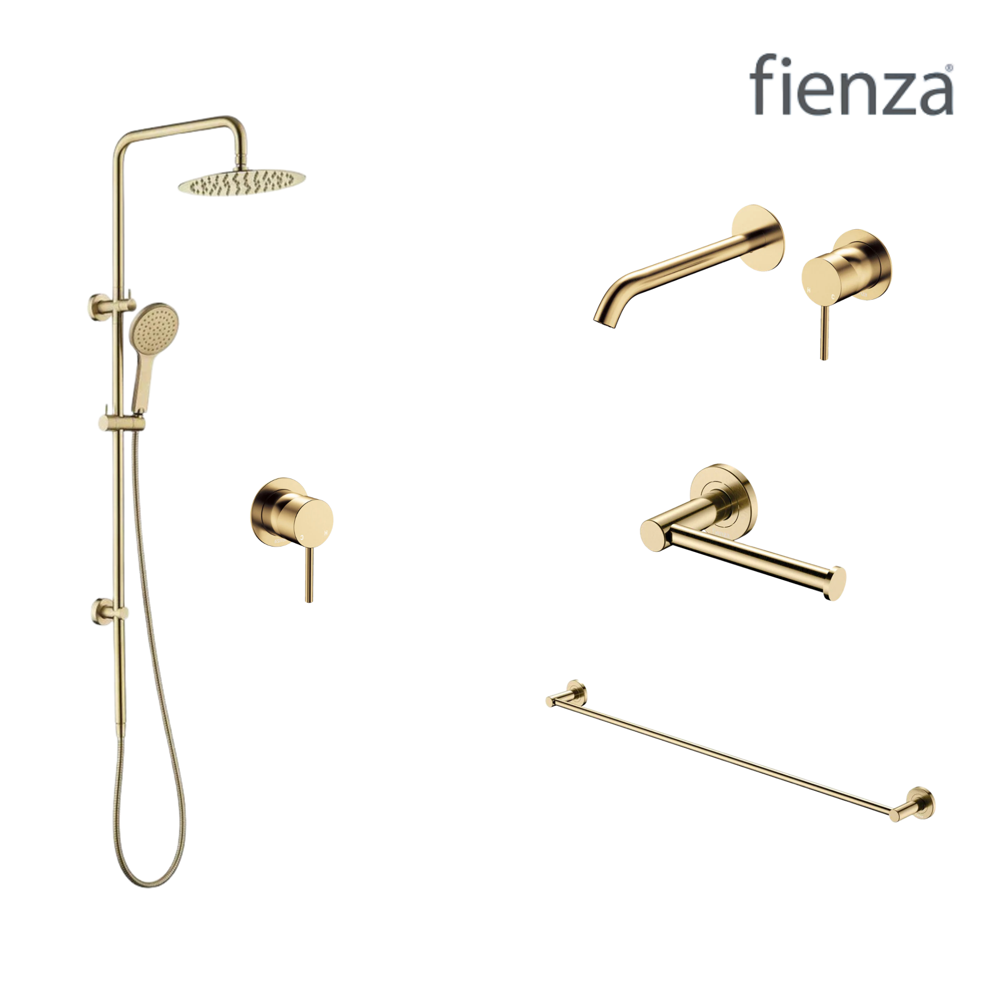 Fienza Kaya Wall Set Tapware Package Urban Brass