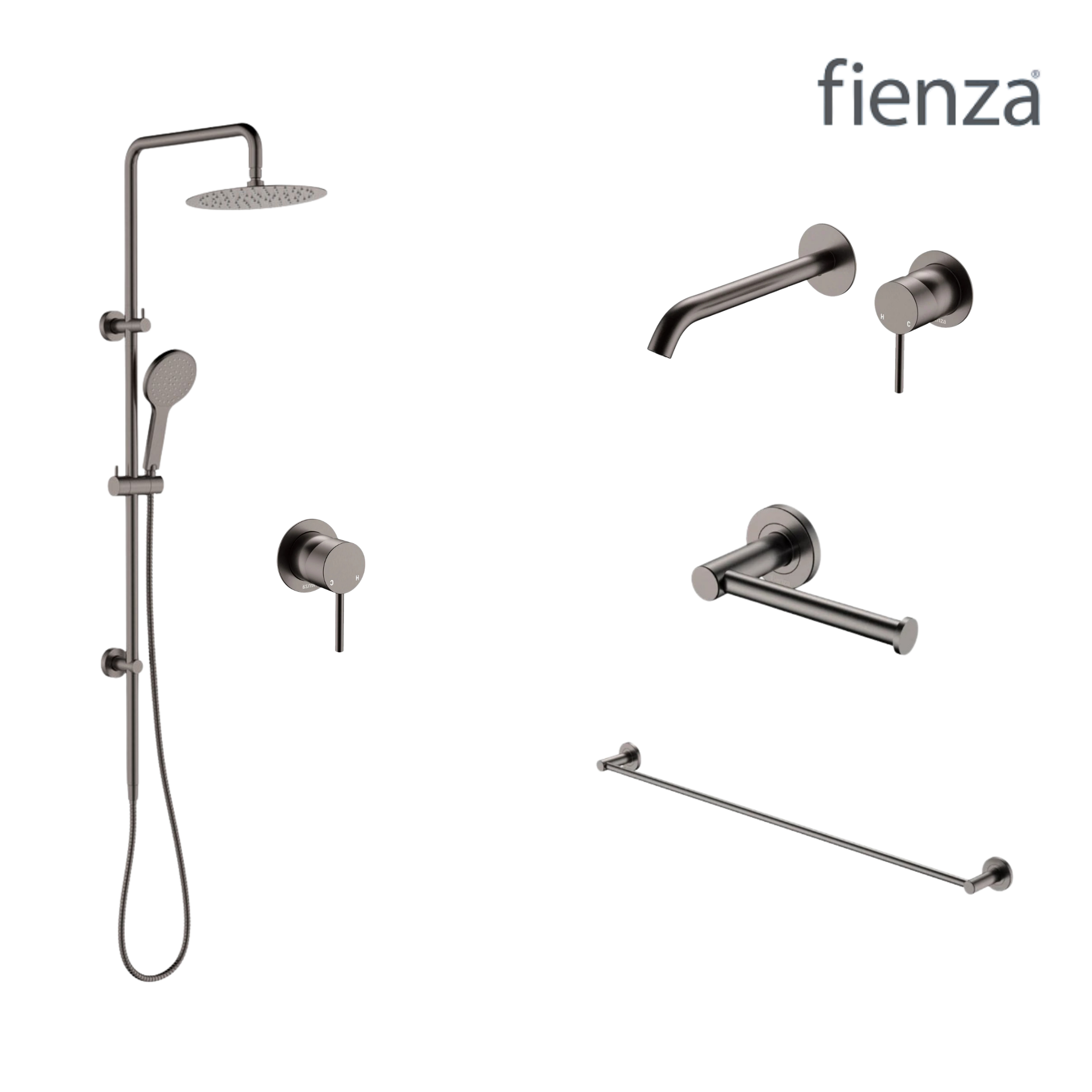 Fienza Kaya Wall Set Tapware Package Gun Metal