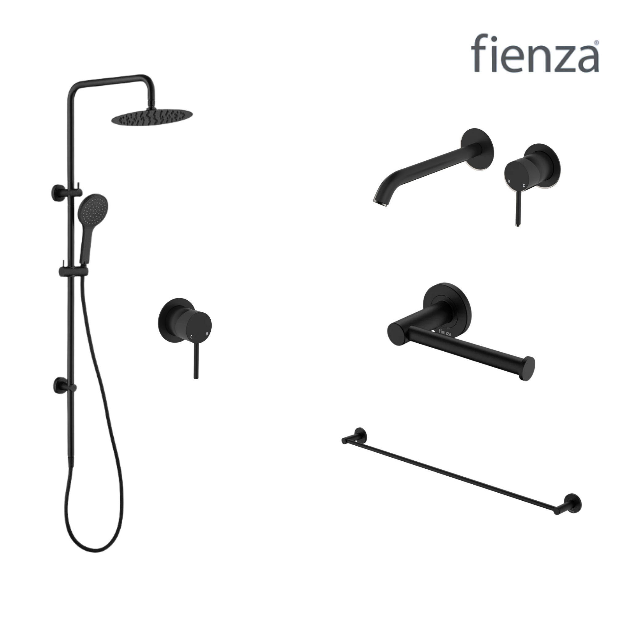 Fienza Kaya Wall Set Tapware Package Matte Black