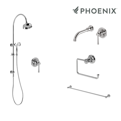 Phoenix Cromford Wall Set Tapware Package Chrome