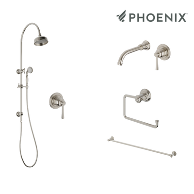 Phoenix Cromford Wall Set Tapware Package Brushed Nickel