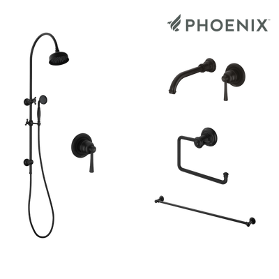 Phoenix Cromford Wall Set Tapware Package Matte Black