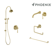 Phoenix Cromford Wall Set Tapware Package Brushed Gold
