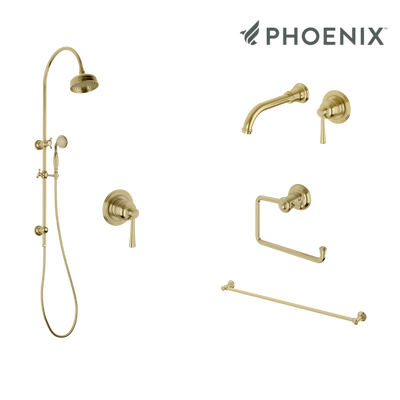 Phoenix Cromford Wall Set Tapware Package Brushed Gold