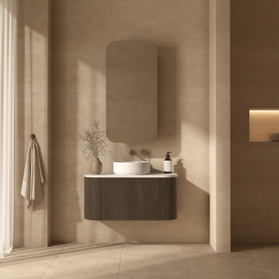 Mimi Contour Curved Wall Hung Vanity Walnut