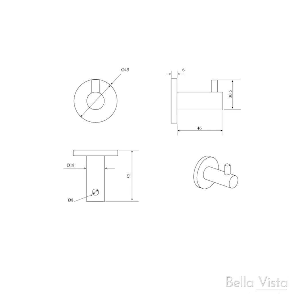 Bella Vista Mica Robe Hook Living Brass