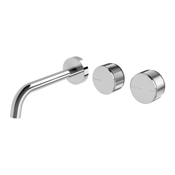 Phoenix Axia Wall Basin/Bath Mixer Curved Outlet Hostess Set Chrome