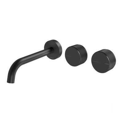 Phoenix Axia Wall Basin/Bath Mixer Curved Outlet Hostess Set Matte Black
