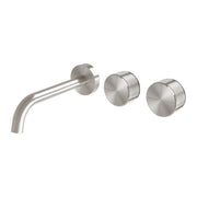 Phoenix Axia Wall Basin/Bath Mixer Curved Outlet Hostess Set Brushed Nickel