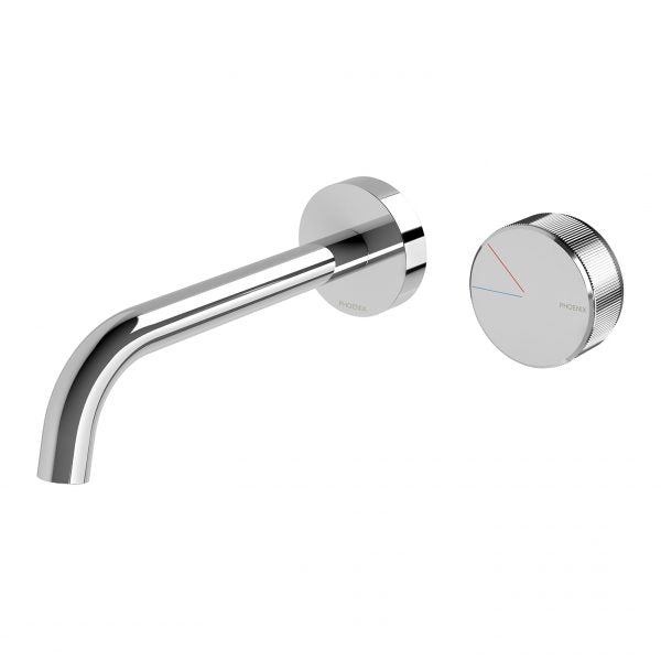 Phoenix Axia Wall Basin/Bath Curved Outlet Mixer Set 180mm Chrome