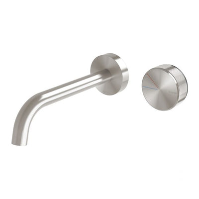 Phoenix Axia Wall Basin/Bath Curved Outlet Mixer Set 180mm - Lead Free Brushed Nickel