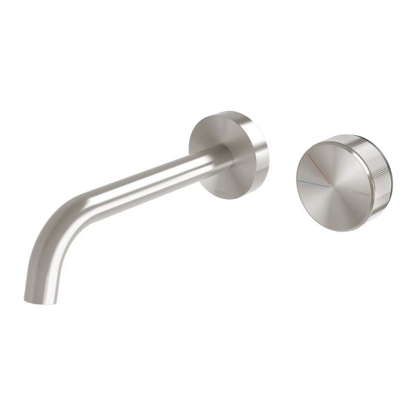 Phoenix Axia Wall Basin/Bath Curved Outlet Mixer Set 180mm - Lead Free Brushed Nickel