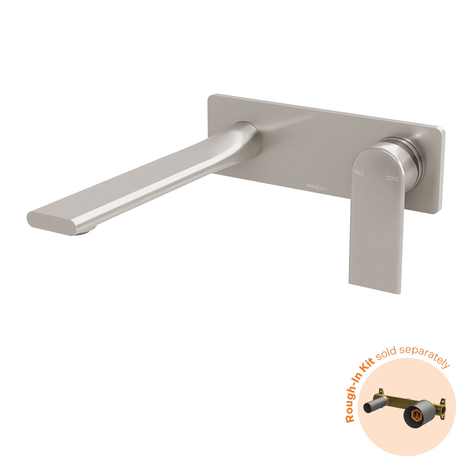 Phoenix Teel SwitchMix Wall Basin / Bath Mixer Set 200mm (Fit-Off Kit Only) – Lead Free Brushed Nickel