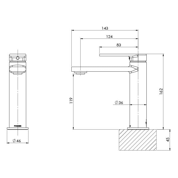 Phoenix Teel Basin Mixer - Lead Free Matte Black